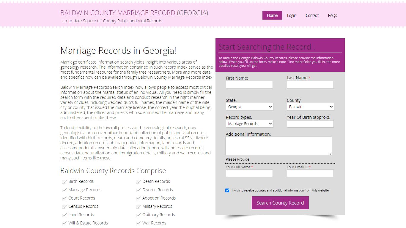 Public Marriage Records - Baldwin County, Georgia